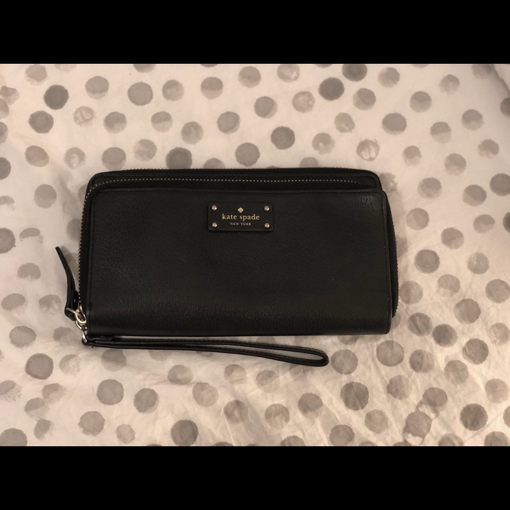 Kate Spade Black Pebbled Leather Wristlet